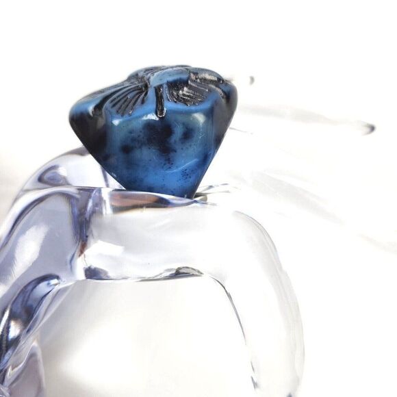 Lot of 2 Vintage Large Blue Plastic Flower Butterfly Statement Rings sz 6.25-6.5 - Picture 3 of 8